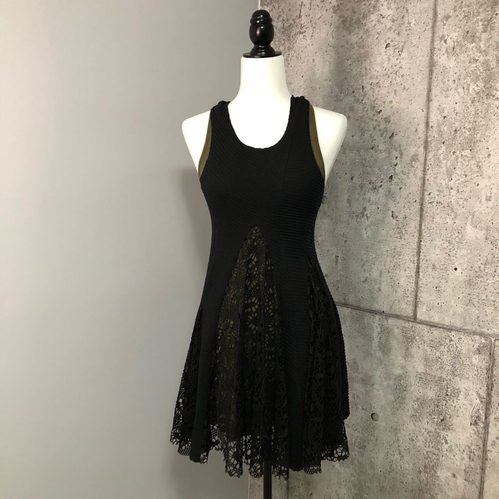 🚨 Olivaceous Tank Ribbed Lace 2 in 1 dress